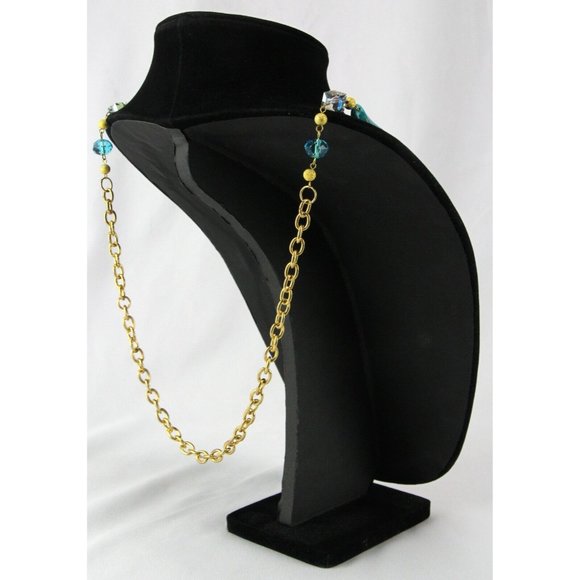 Adjustable 34"-38" Gold Tone Flapper Style Glass Bead Long Necklace - Picture 6 of 6
